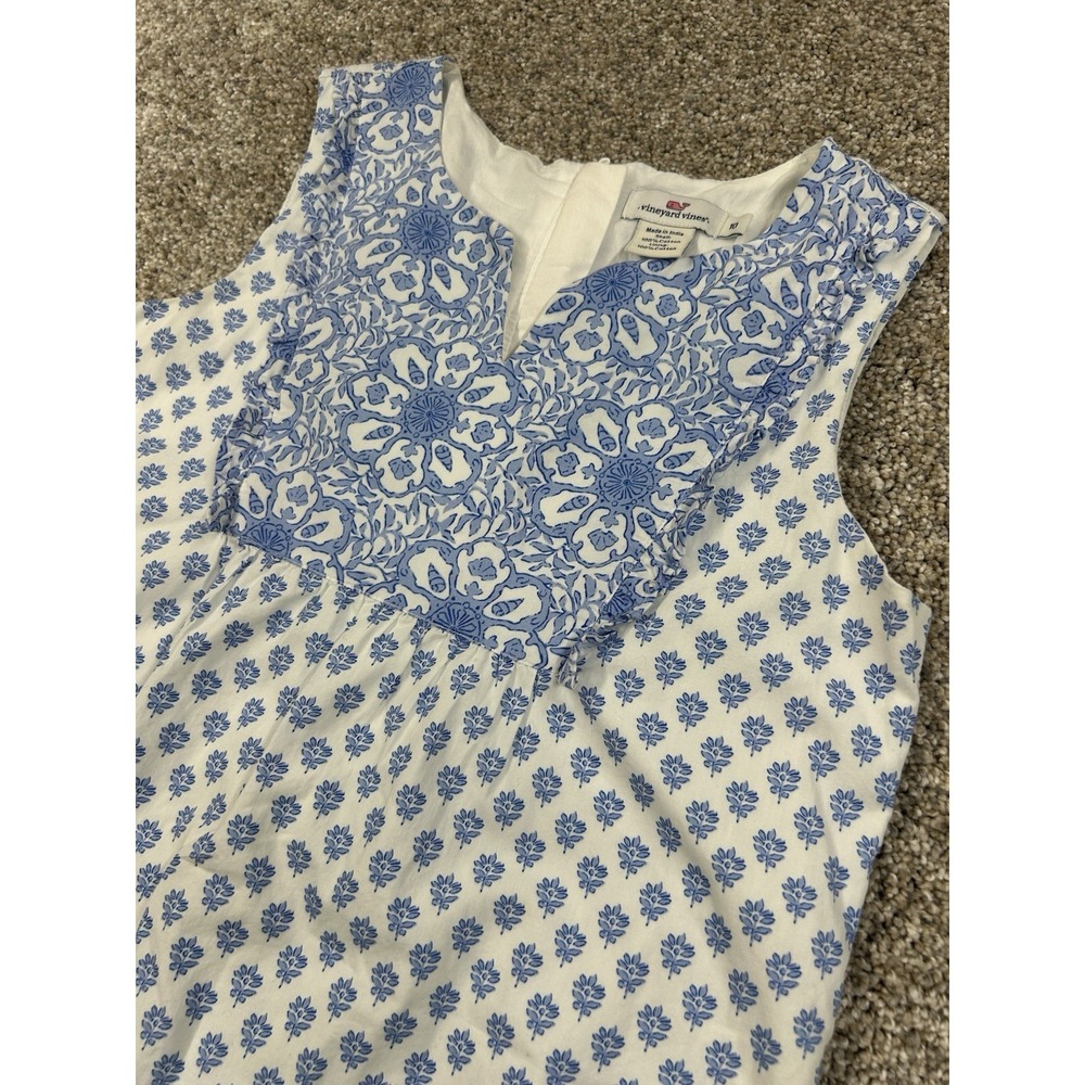 Vineyard Vines Blue Floral With Ruffles Dress,‎ Girls Size 10 #0439